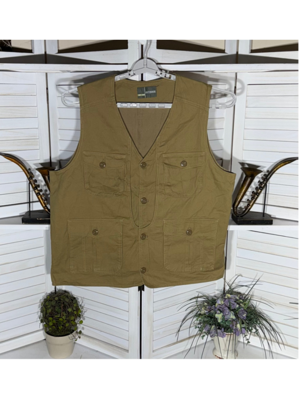 Vintage Y2K brown explorer vest safari cotton outerwear granola gorpcore camping